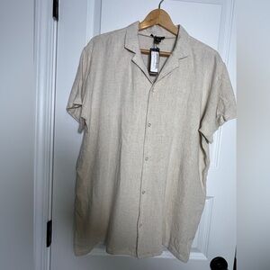 Man Men's Short Sleeve Button-Down Shirt - Beige Size XL NWT